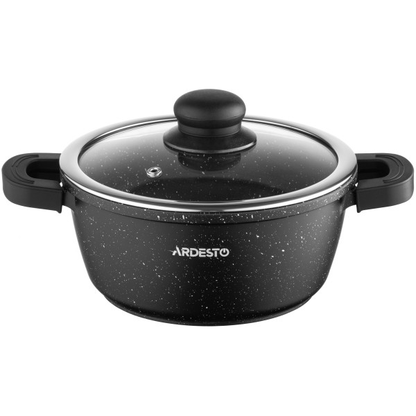 Каструля зі скляною кришкою ARDESTO Gemini Anzio, 1.8л, алюміній, чорний