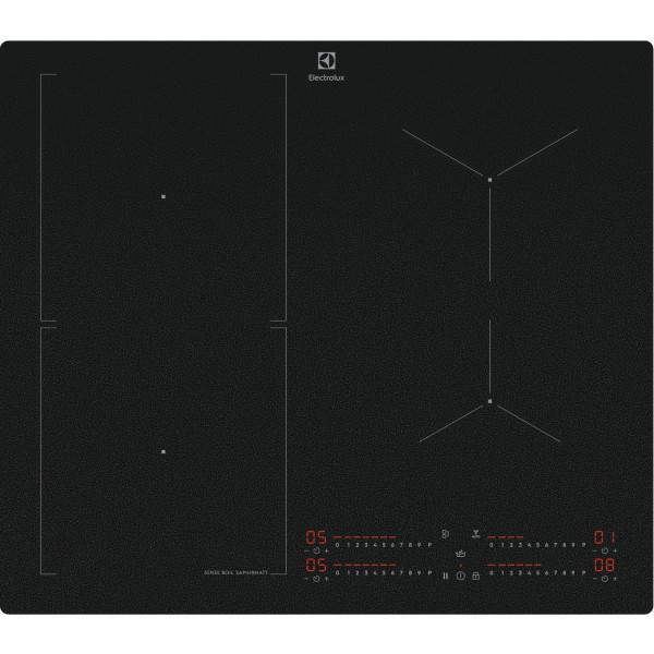 Варильна поверхня Electrolux індукційна, 60см, розширена зона, датчик кипіння, Hob2Hood, чорний матовий