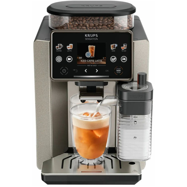 Кавомашина Krups Sensation Elite Hot&Cold, 1.7 л, зерно, автомат.капучинатор, дисплей, авторецептів - 24, сенcор.керування, сріблястий-чорний