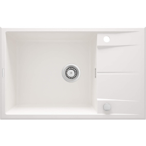 Мийка кухонна Deante Eridan, граніт, прямокут., з крилом, 780х500х210мм, чаша - 1, накладна, алебастр
