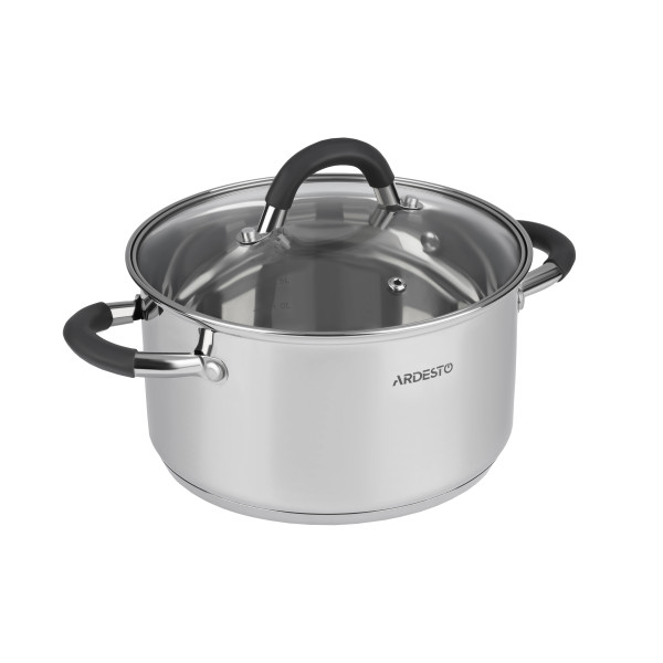 Каструля зі скляною кришкою ARDESTO Gemini Salerno, 3.4л, нержавіюча сталь, силікон