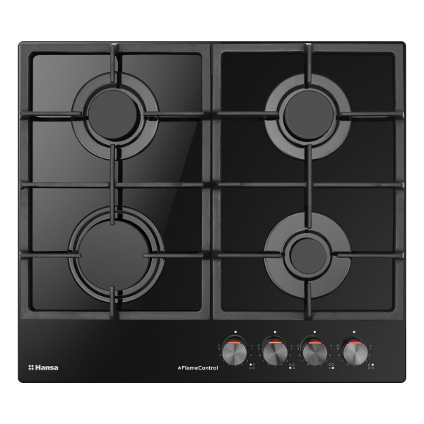 Варильна поверхня Hansa газова на склі, 59см, чавун, чорний