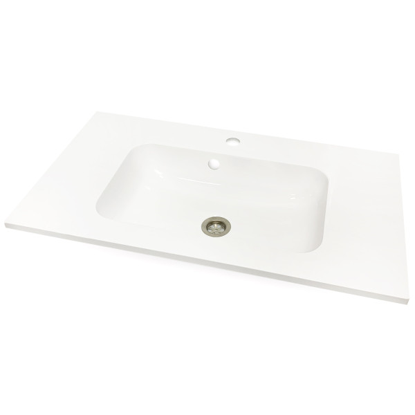 Раковина, умивальник Adamant FRATE, штучний камінь, прямокут., з отвором для змішувача, з отвором для переливу, 795x450x125мм, накладний, білий