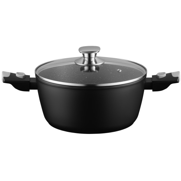 Каструля зі скляною кришкою ARDESTO Gemini Bari, 3.9л, алюміній, чорний