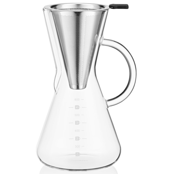 Кемекс для заварювання кави з фільтром ARDESTO Black Mars 600мл, боросилікатне скло, нержавіюча сталь, прозорий