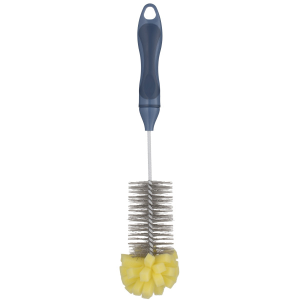 Щітка для миття пляшок з губкою ARDESTO Solid 34х5см, пластик, блакитний