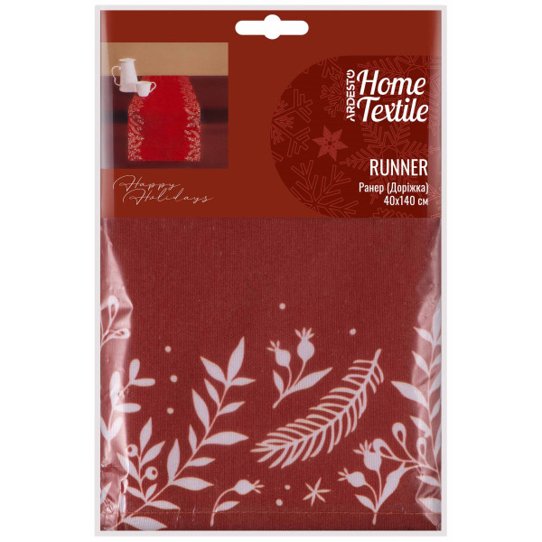 Ранер ARDESTO Happy Holidays, 40х140см, 90% поліестер, 10% бавовна, червоний