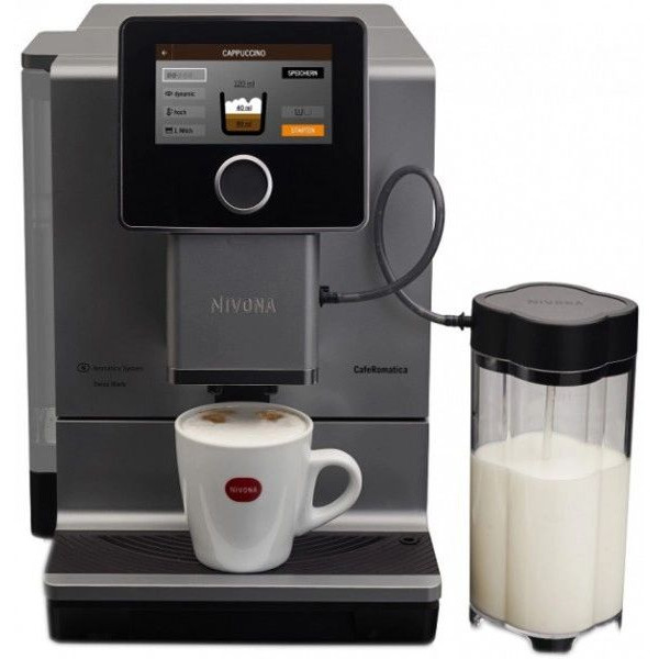 Кавомашина Nivona CafeRomatica 2.2л, зерно + мелена, автомат.капучинатор, авторецептів - 9, чорно - срібний