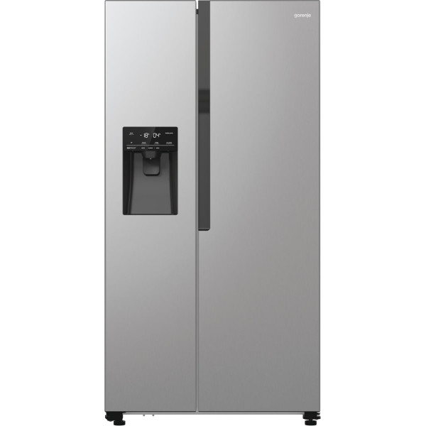 Холодильник SBS Gorenje, 179х70х92см, 2 двері, 376(190)л, А++, NF+, Інв., Зона св-ті, диспенсер, генератор льоду, Зовн. Диспл, нерж