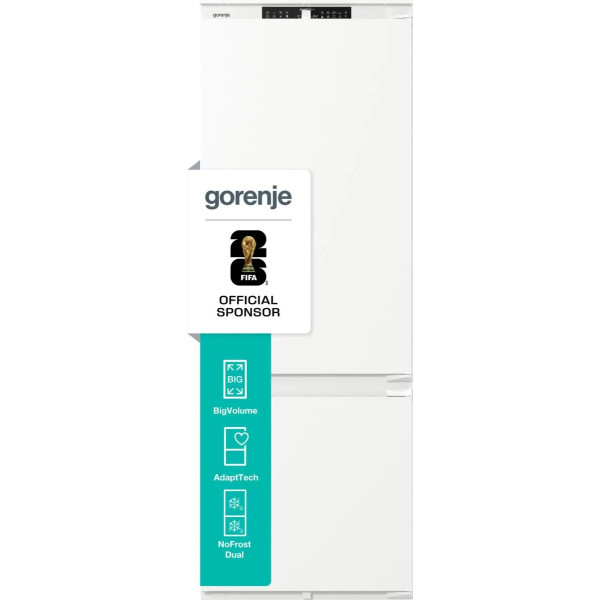 Холодильник Gorenje вбудований з нижн. мороз., 194x69x55см, 2 двері,336(66)л, А++, NF+, Зона св-ті, Диспл, Wi-Fi, Біли