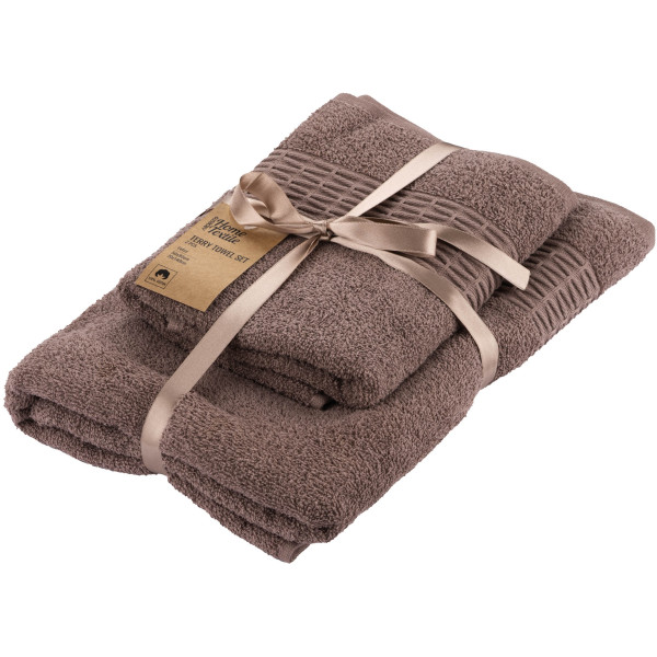 Набір рушників махрових ARDESTO Lotus, 50х90см, 70х140см, 2шт, 100% бавовна, коричневий світлий