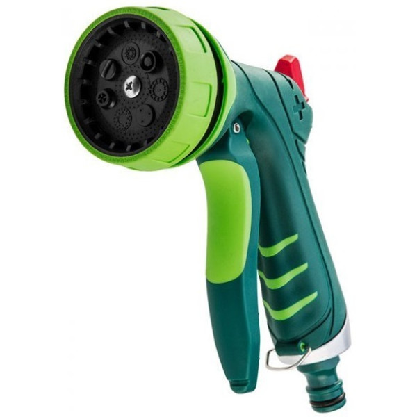 Зрошувач ручний Verto, пістолетний, 1/2"-3/4", 7 функцій, регулювання напору води, блокування переднього важеля, тримач двокомпонентний