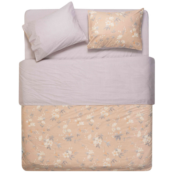 КПБ 2,0сп ARDESTO Gloria, підковдра 200х220см, простирадло 230х240см, наволочки (2) 50х70см, 100% бавовна, сатин, магнолія, смужки