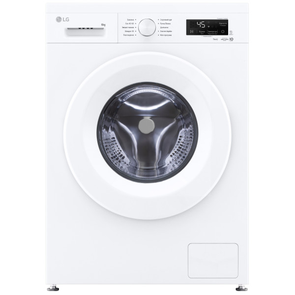 Пральна машина LG фронтальна, 6кг, 1200, В, 44см, дисплей, пара, інвертор, білий
