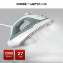 Праска Tefal Virtuo 30, 2000Вт, 240мл, паровий удар -120гр, постійна пара - 27гр, керам. підошва, біло-зелений