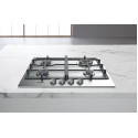 Варильна поверхня Whirlpool газова, 60см, чавун, конфорка з подвійним рядом полум'я, нерж