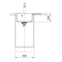 Мийка кухонна Franke Centro, фраграніт, прямокутник, з крилом, 620х500х200мм, чаша - 1, врізна, CNG 611-62 TL, чорний матовий