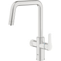 Змішувач кухонний Grohe Blue Pure Eurosmart для звичайної та фільтрованої води, поворотний, вилив 223мм, важіль + обертова рукоятка, суперсталь
