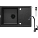 Набір для кухні Deante Corio, гранітна мийка ZRC_G113 + зміш. BMO_N62M + дозатор ZZZ_B00D, графіт