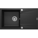 Мийка кухонна Deante Evora, граніт, прямокутник, з крилом, 780х440х193мм, чаша - 1, накладна, металічний графіт