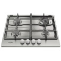 Варильна поверхня Whirlpool газова, 60см, чавун, конфорка з подвійним рядом полум'я, нерж