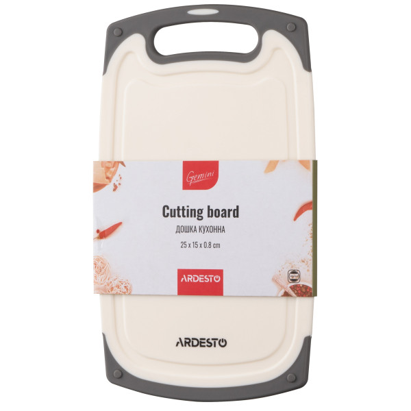 Дошка кухонна ARDESTO Gemini, 25х15х0.8см, пластик, білий