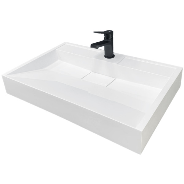 Раковина, умивальник Adamant VISION, штучний камінь, прямокут., з отвором для змішувача, без переливу, 700х455х110мм, накладний, білий