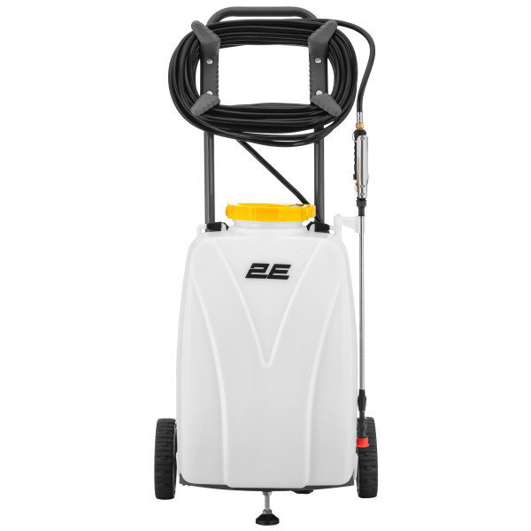 Обприскувач акумуляторний 2E AquaSpray 40LR 40л 12В 1х12А·год 7бар 6л/хв вольтметр колеса шланг 15м 14.5кг