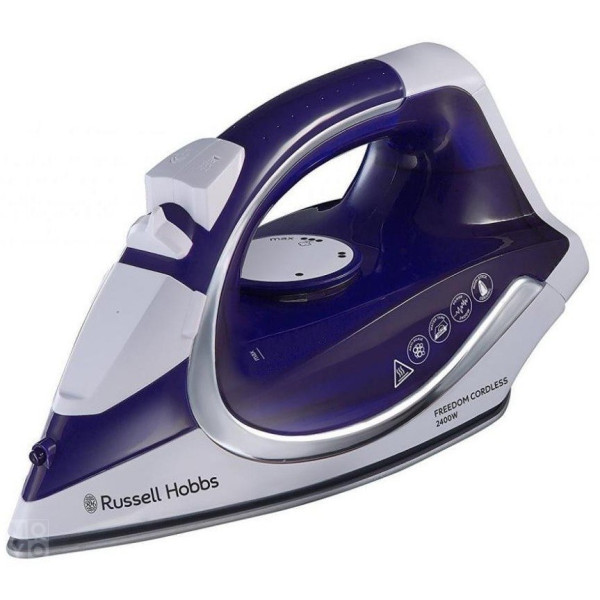 Праска Russell Hobbs безпровідна Supreme Steam Cordless, 2400Вт, 300мл, паровий удар -40гр, постійна пара - 135гр, база для заряджання, автовимкнення, керам. підошва, біло-синій