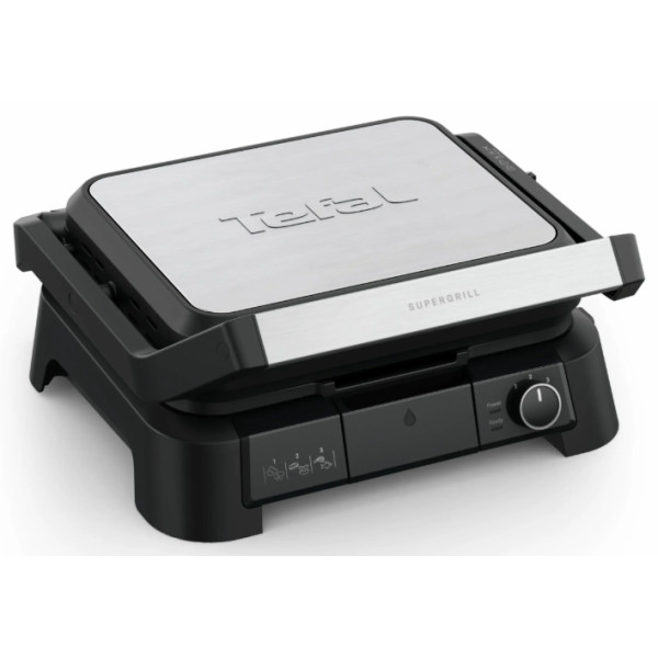 Гриль Tefal прижимний SuperGrill 4in1 2000Вт, темп. режимів-3, з`ємні пластини, метал