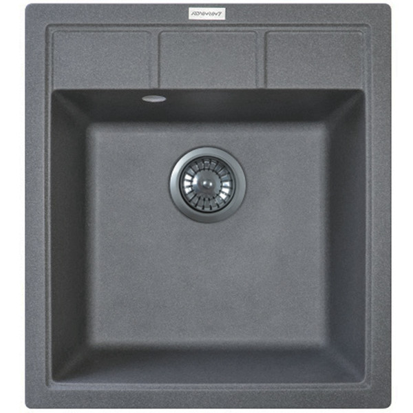 Мийка кухонна Adamant Brick, штучний камінь, квадрат, без крила, 460x515x200мм, чаша - 1, врізна, сірий