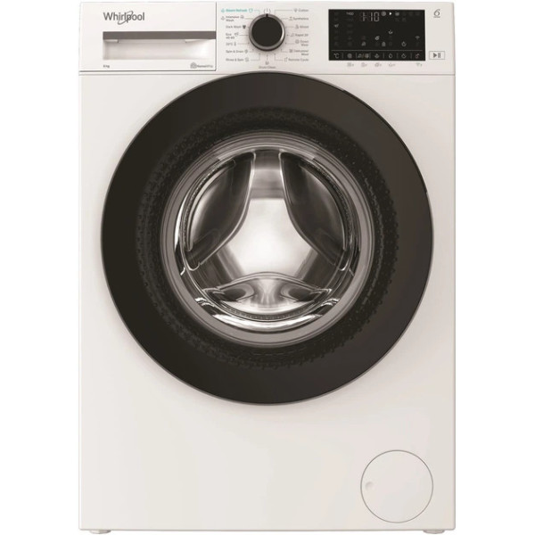 Пральна машина Whirlpool фронтальна, 8кг, 1400, А, 55см, дисплей, пара, інвертор, люк чорний, білий