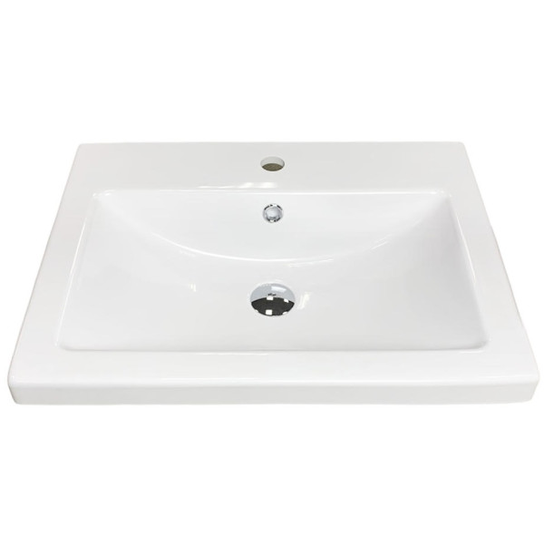 Раковина, умивальник Adamant CERS, штучний камінь, прямокут., з отвором для змішувача, з отвором для переливу, 595x450x158мм, накладний, білий