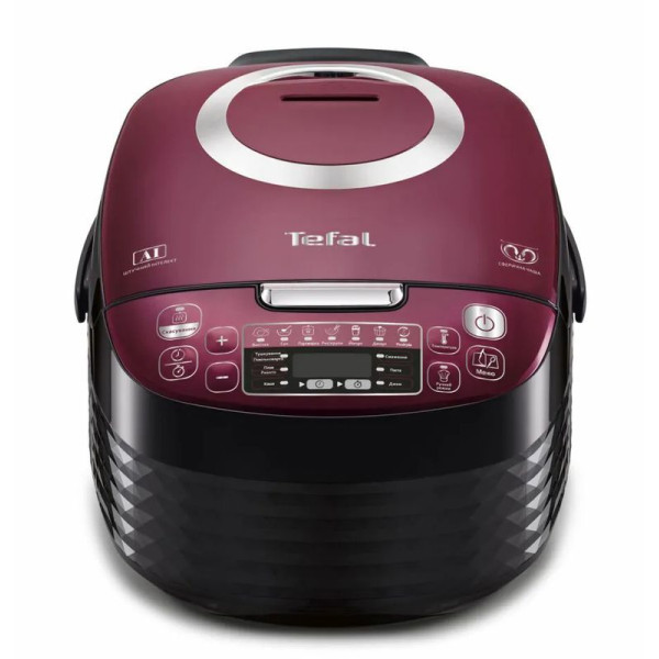 Мультиварка Tefal Spherical, 750Вт, чаша-4л, електронне керув., пластик, чорно-бордовий