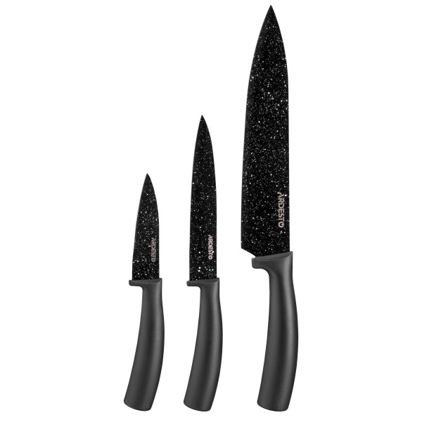 Набір ножів ARDESTO Black Mars, 3 предмети, нержавіюча сталь, пластик, чорний