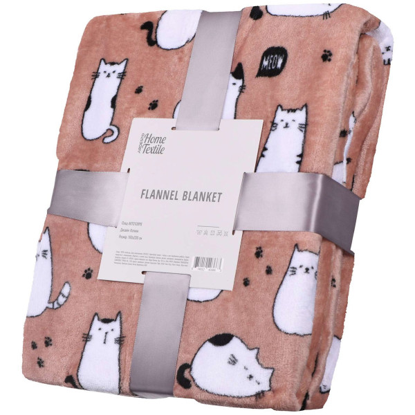 Плед ARDESTO Flannel, 160х200см, 100% поліестер, котики