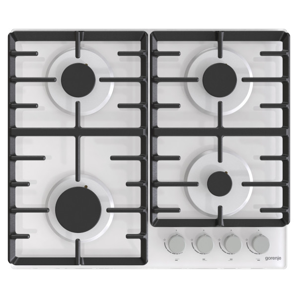Варильна поверхня Gorenje газова на склі, 60см, чавун, білий