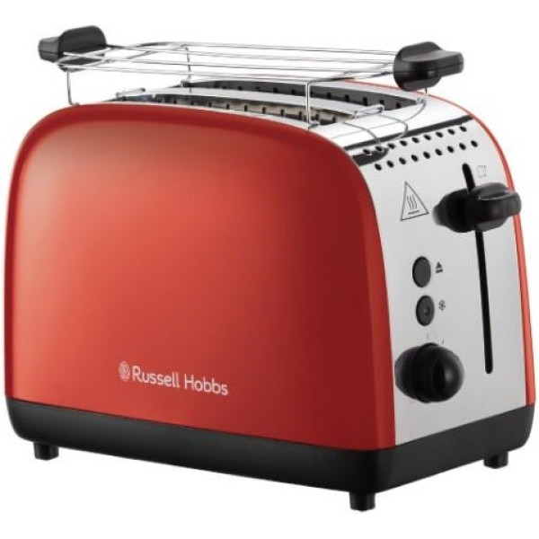 Тостер Russell Hobbs Colours Plus 1600Вт, підігрів, розморожування, метал., червоний