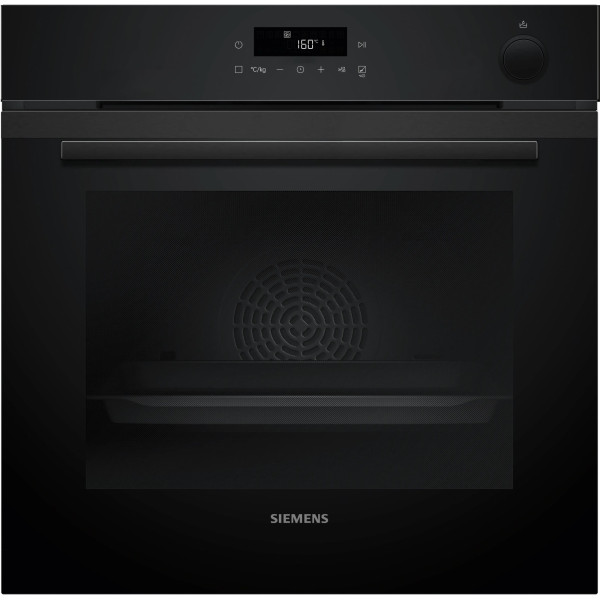 Духова шафа Siemens електрична, 71л, A+, пара, дисплей, конвекція, телескопічні напрямні, чорний
