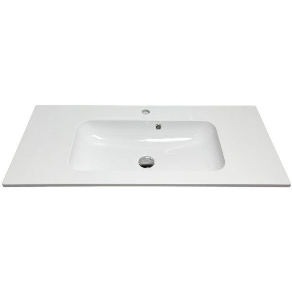 Раковина, умивальник Adamant FRATE, штучний камінь, прямокут., з отвором для змішувача, з отвором для переливу, 995x450x125мм, накладний, білий