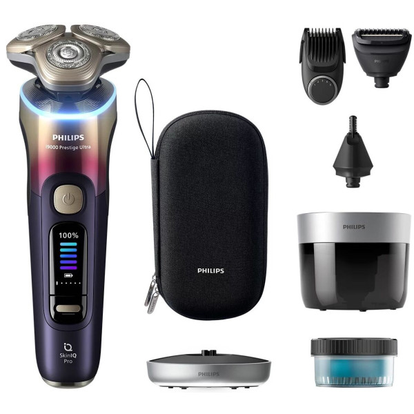 Бритва електр. Philips Series i9000 Prestige Ultra, бритв.головок-3, Li-Ion, сух.+волог., індикатор заряду, твердий чохол, картридж для чищення, фіолетовий