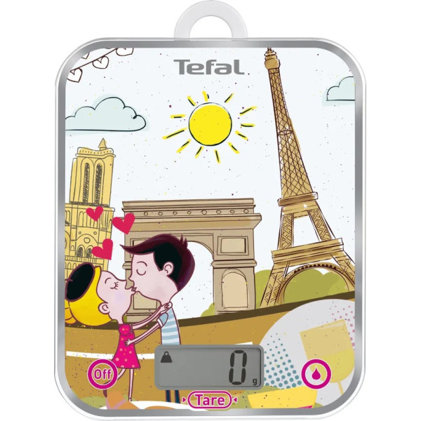 Ваги Tefal кухонні Optiss Decor, 5кг, AAAx2 в комплекті, скло, різнокольоровий