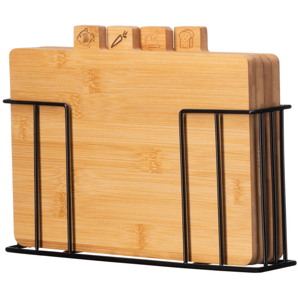 Набір дошок кухонних на підставці ARDESTO Midori, 4шт, 30х5.6х20.3см, бамбук, метал