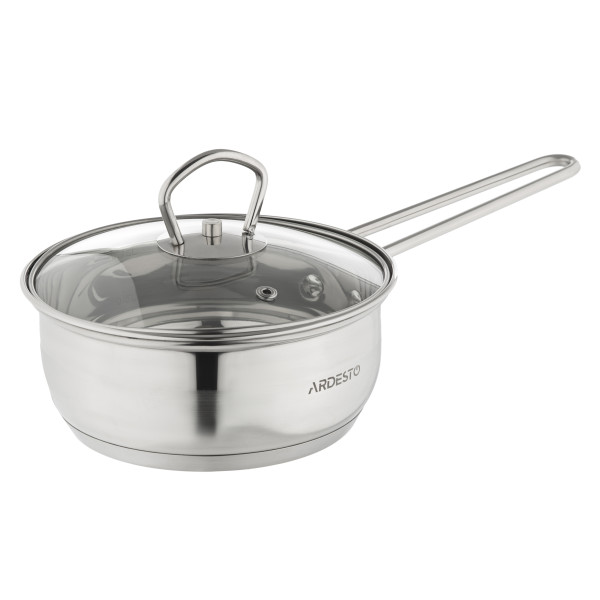 Ківш зі скляною кришкою ARDESTO Gemini Bari, 0.8л, нержавіюча сталь