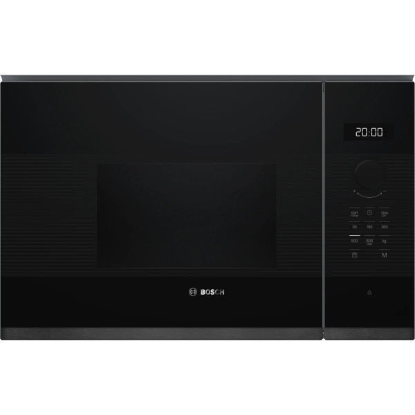 Мікрохвильова піч Bosch вбудована, 20л, електр. керув., 800Вт, дисплей, чорний/нержавіюча сталь