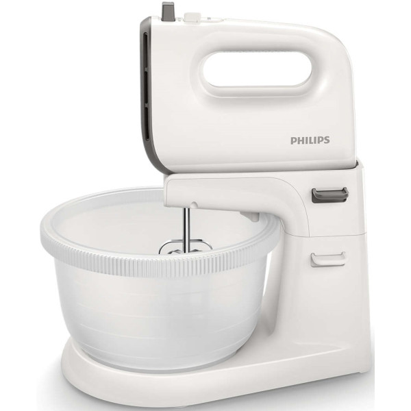 Міксер Philips стаціонарний Viva Collection 450Вт, насадки-4, чаша-пластик, 3л, біло-сірий