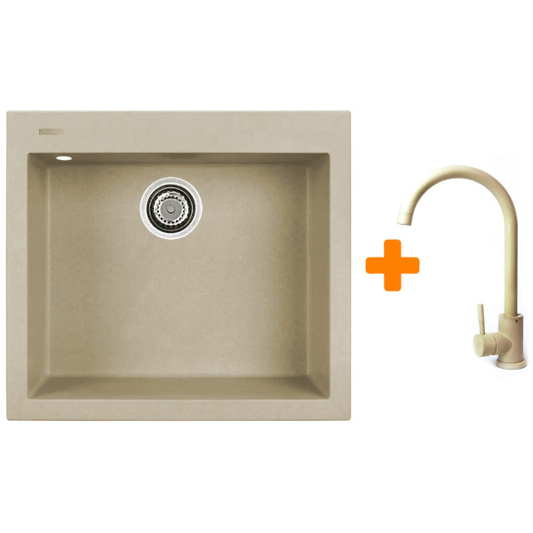 Набір кухонний Adamant Univer, штучний камінь, квадрат, без крила, 560х500х200мм, чаша - 1, врізна, Сахара + змішувач
