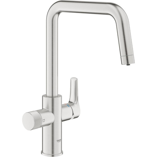 Змішувач кухонний Grohe Blue Pure Eurosmart для звичайної та фільтрованої води, поворотний, вилив 223мм, важіль + обертова рукоятка, суперсталь