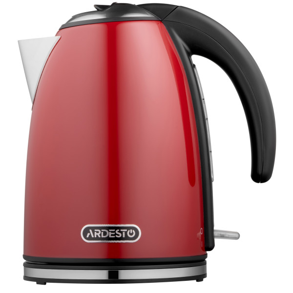 Електрочайник ARDESTO 1.7л, Strix, метал, червоний глянець