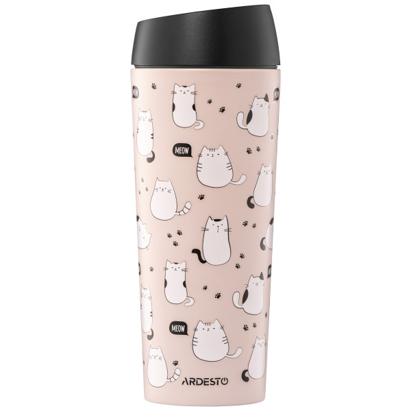 Термокухоль ARDESTO Coffee Time Cats 450мл, нержавіюча сталь, коричневий